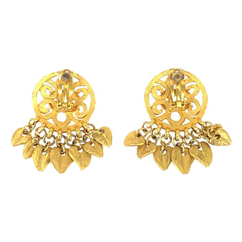 Chanel Earring Plating Gold Red Blue Earring Swing Earring Coco Mark Stone Women