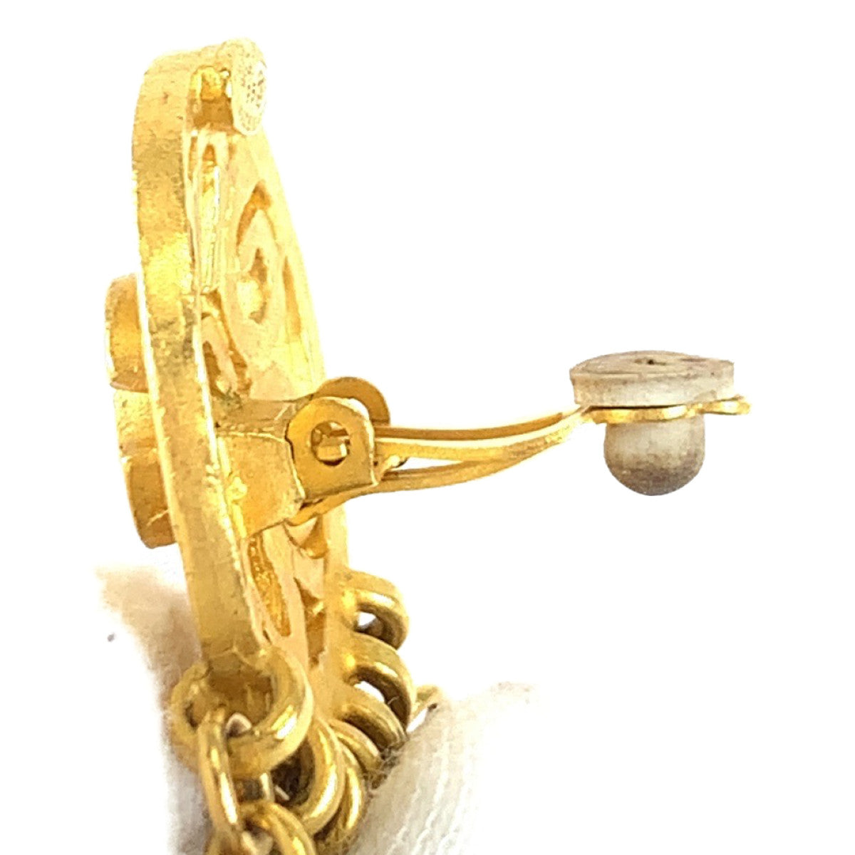 Chanel Earring Plating Gold Red Blue Earring Swing Earring Coco Mark Stone Women