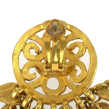 Chanel Earring Plating Gold Red Blue Earring Swing Earring Coco Mark Stone Women