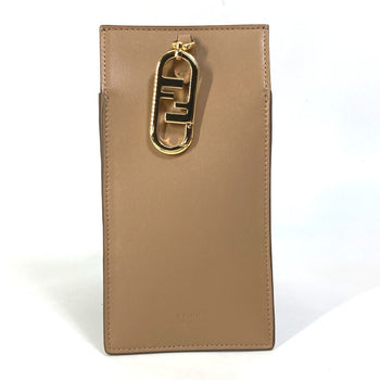 Fendi Pouch 7As047 Fur, Leather Beige Smartphone Case Phone Pouch Women