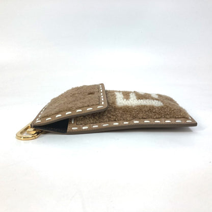 Fendi Pouch 7As047 Fur, Leather Beige Smartphone Case Phone Pouch Women