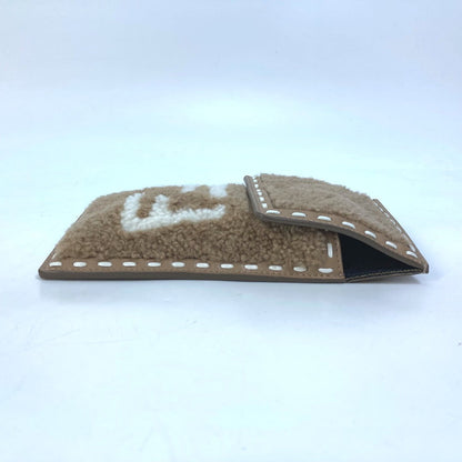 Fendi Pouch 7As047 Fur, Leather Beige Smartphone Case Phone Pouch Women