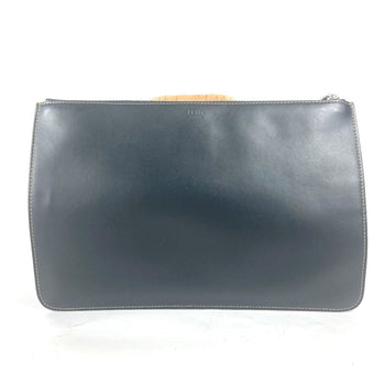 Fendi Clutch Bag 7N0078 Leather Black Pouch Zucca Logo Mens
