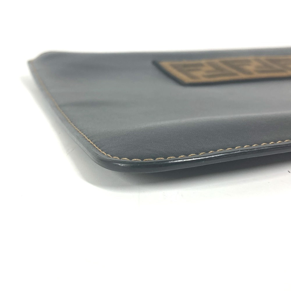 Fendi Clutch Bag 7N0078 Leather Black Pouch Zucca Logo Mens