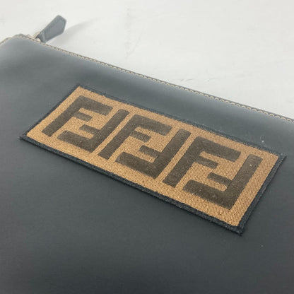 Fendi Clutch Bag 7N0078 Leather Black Pouch Zucca Logo Mens