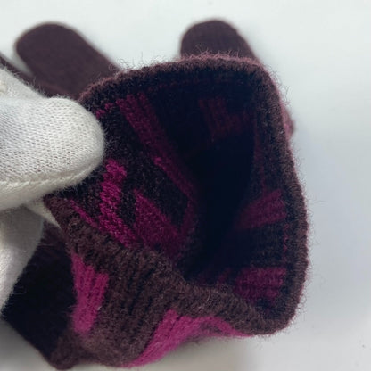 Fendi Gloves Wool Purple Logo Zucca Women