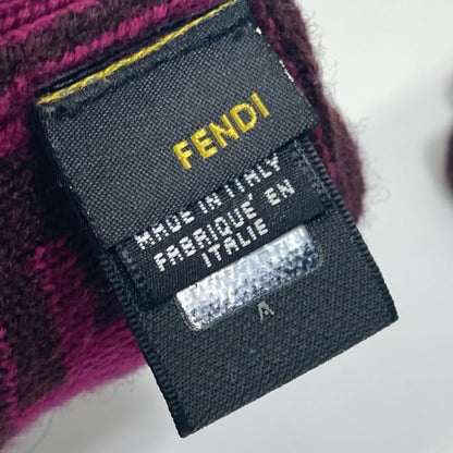 Fendi Gloves Wool Purple Logo Zucca Women