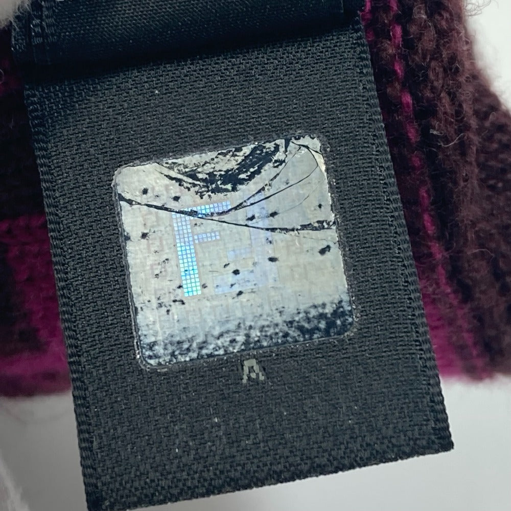 Fendi Gloves Wool Purple Logo Zucca Women