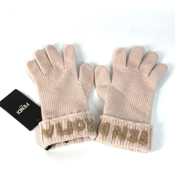 Fendi Gloves Fxy574 Wool Light Pink Logo Women