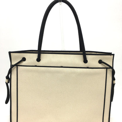 Fendi Tote Bag 8Bh379 Canvas Beige X Black Logo Rome Shopper Women