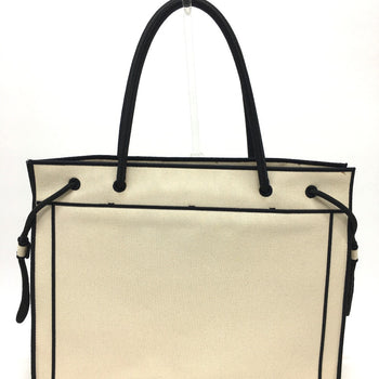 Fendi Tote Bag 8Bh379 Canvas Beige X Black Logo Rome Shopper Women