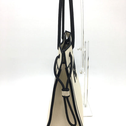 Fendi Tote Bag 8Bh379 Canvas Beige X Black Logo Rome Shopper Women