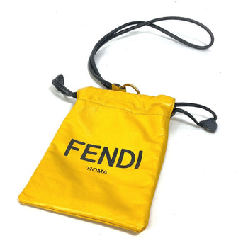 Fendi Pouch 7Ar898 Leather Yellow Phone Holder Phone Pouch Logo Unisex(Unisex)