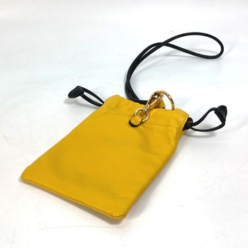 Fendi Pouch 7Ar898 Leather Yellow Phone Holder Phone Pouch Logo Unisex(Unisex)