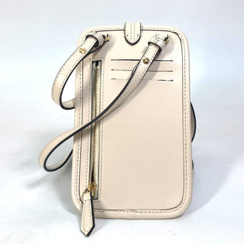 Fendi Pouch 7As131 Viscose/Leather Beige Smartphone Case Zucca Logo Phone Pouch, Smartphone Pouch