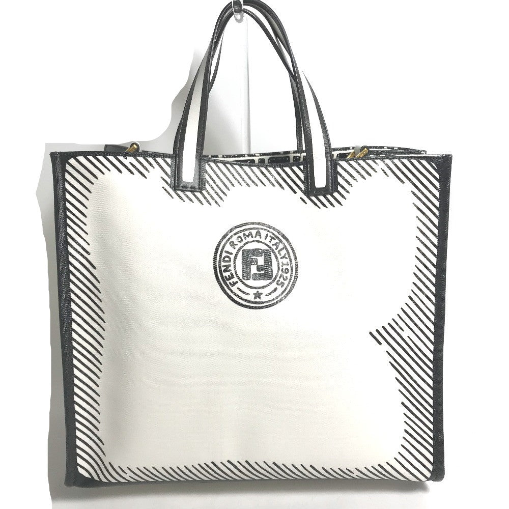 Fendi Tote Bag 8Bh357 Coated Canvas White Joshua Vides Collaboration Shopper Bag Mens