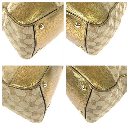 Gucci Tote Bag 177052 Gg Canvas Gold Pretty