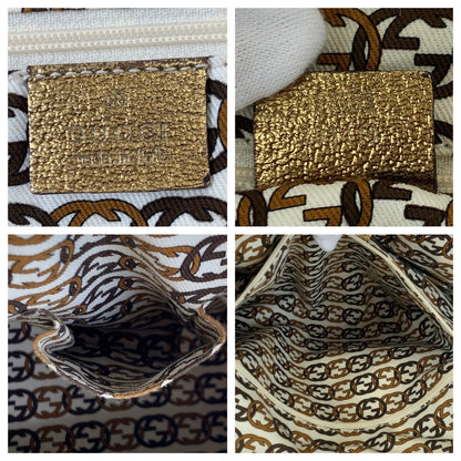 Gucci Tote Bag 177052 Gg Canvas Gold Pretty
