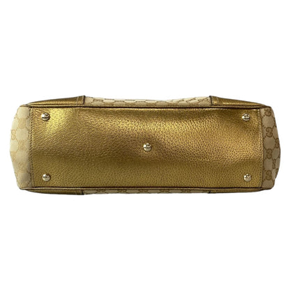 Gucci Tote Bag 177052 Gg Canvas Gold Pretty