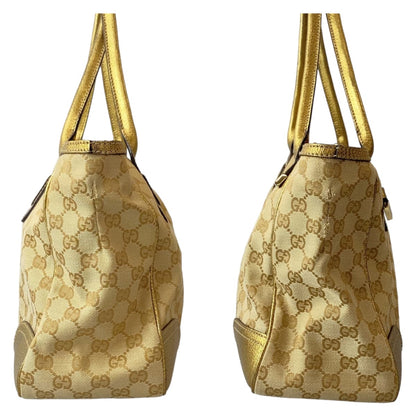 Gucci Tote Bag 177052 Gg Canvas Gold Pretty