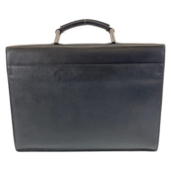 Prada Business Bag Leather Black Silvermetal Business Bag, Briefcase, A4 Storage Safiano Mens