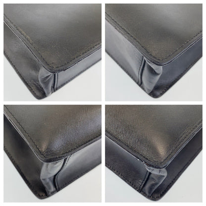 Prada Business Bag Leather Black Silvermetal Business Bag, Briefcase, A4 Storage Safiano Mens
