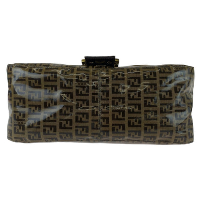 Fendi Shoulder Bag Coated Canvas Brown Gold Metal Zucchino Zucca Mamma Bucket