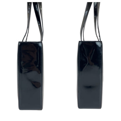 Chanel Tote Bag Enamel Black Gold Metal