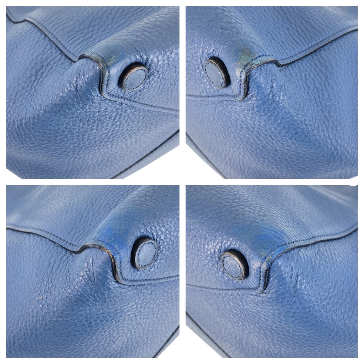 Prada Tote Bag Leather Blue Goldmetal Tote Bag Shoulder Bag Triangle With Logo Women