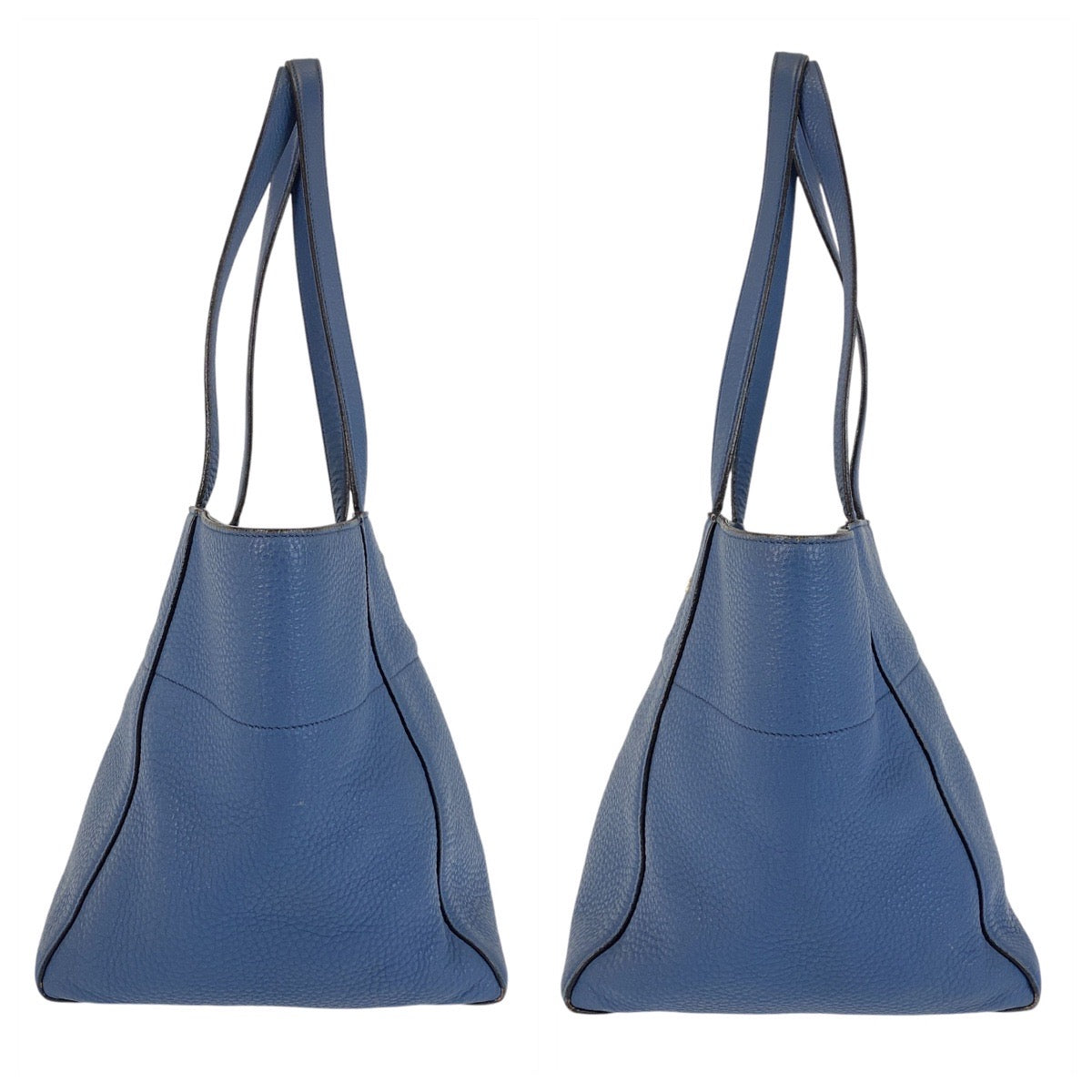 Prada Tote Bag Leather Blue Goldmetal Tote Bag Shoulder Bag Triangle With Logo Women