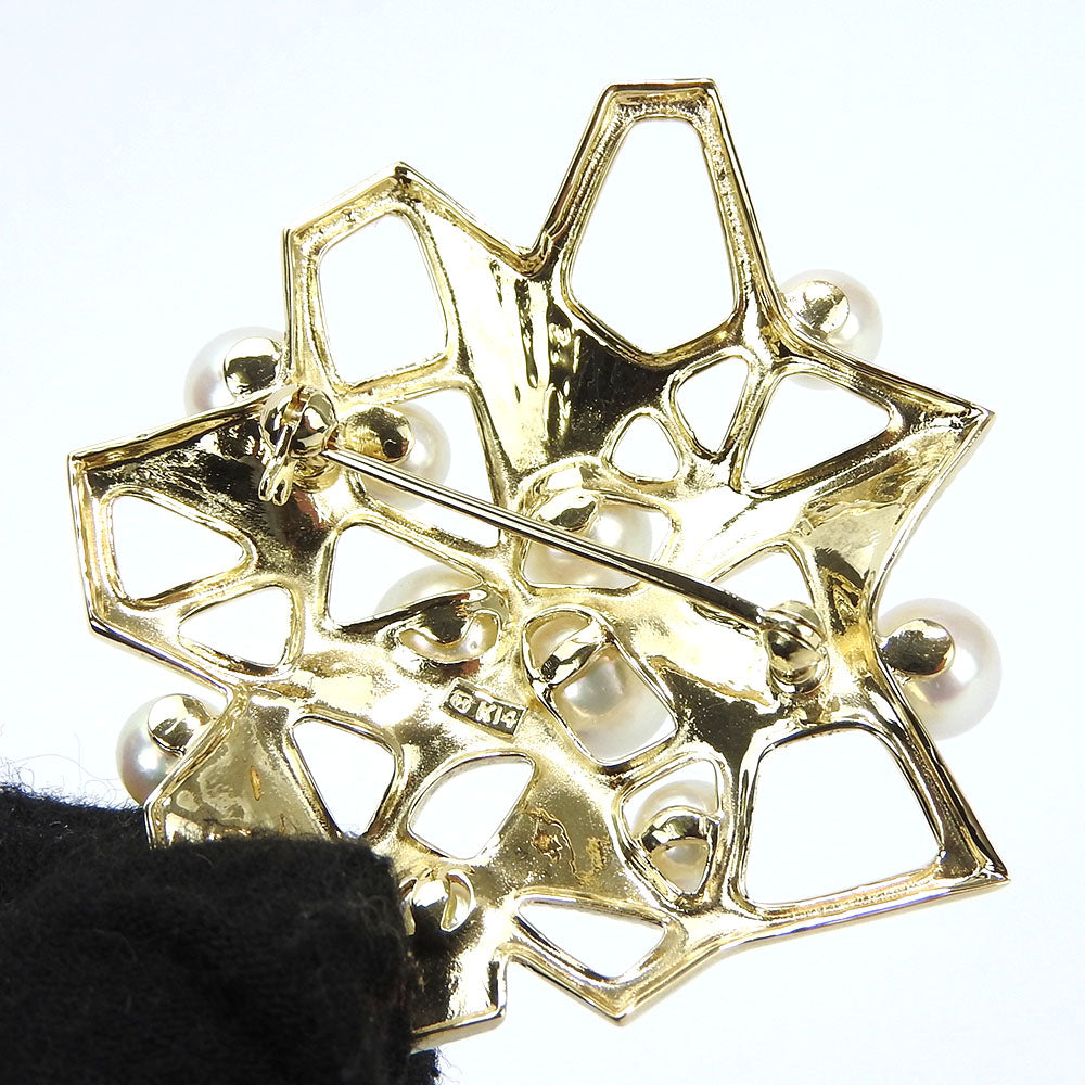 Mikimoto Brooch K14 Yellow Gold Gold Women