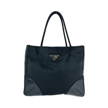 Prada Tote Bag Nylon Black Silvermetal Tote Bag Shoulder Bag Triangle With Logo Women