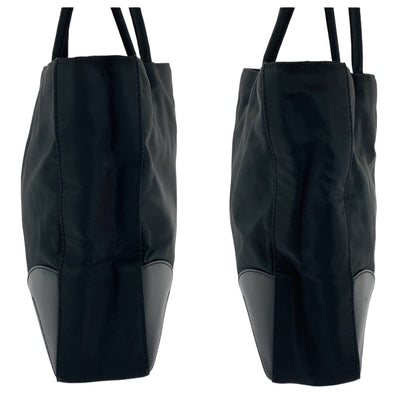 Prada Tote Bag Nylon Black Silvermetal Tote Bag Shoulder Bag Triangle With Logo Women