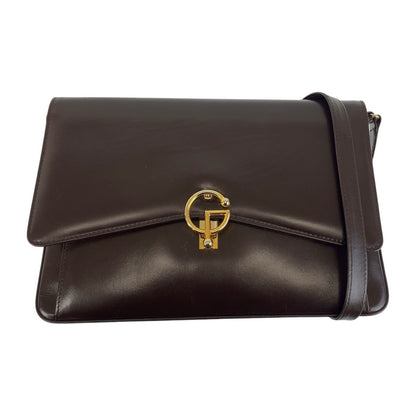 Gucci Shoulder Bag Leather Brown Gold Metal Shoulder Bag Messenger Bag Women
