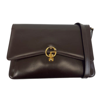 Gucci Shoulder Bag Leather Brown Gold Metal Shoulder Bag Messenger Bag Women