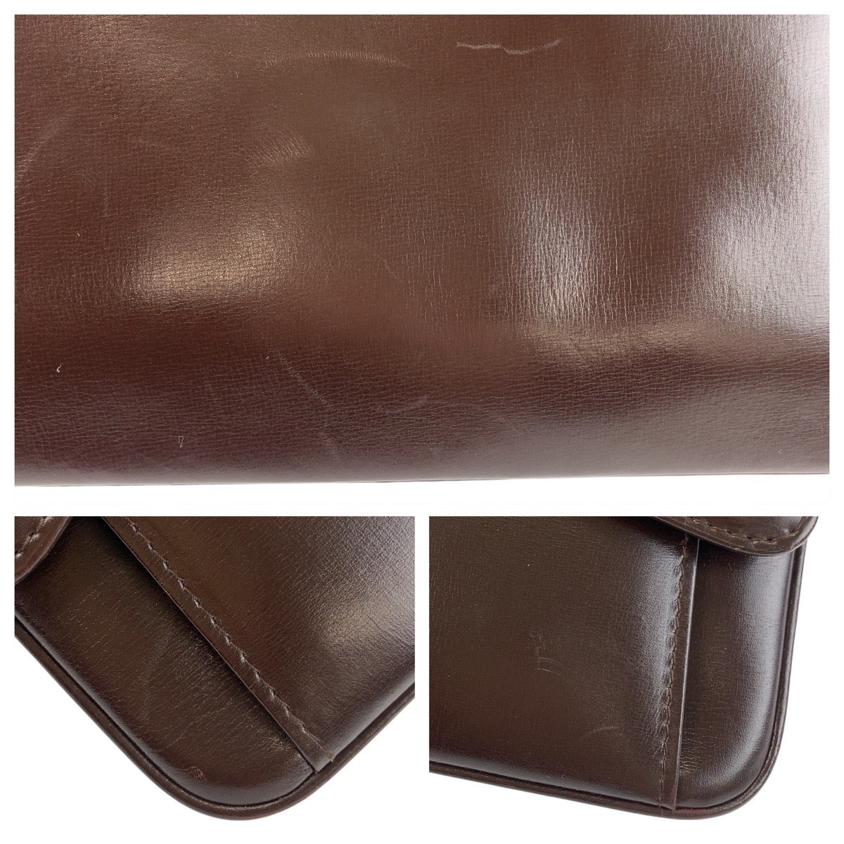 Gucci Shoulder Bag Leather Brown Gold Metal Shoulder Bag Messenger Bag Women