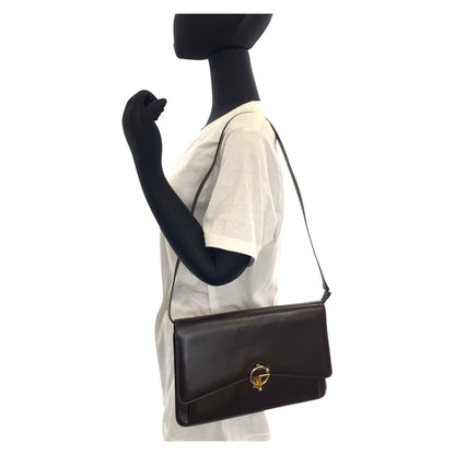 Gucci Shoulder Bag Leather Brown Gold Metal Shoulder Bag Messenger Bag Women
