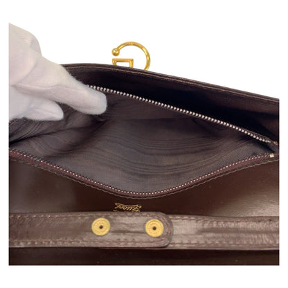 Gucci Shoulder Bag Leather Brown Gold Metal Shoulder Bag Messenger Bag Women
