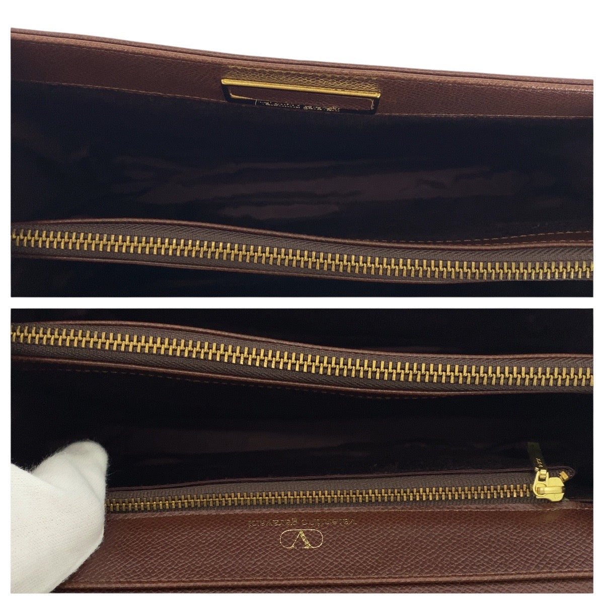 Valentino Garavani Handbag Leather Brown Gold Metal Kelly Style Tassel Women