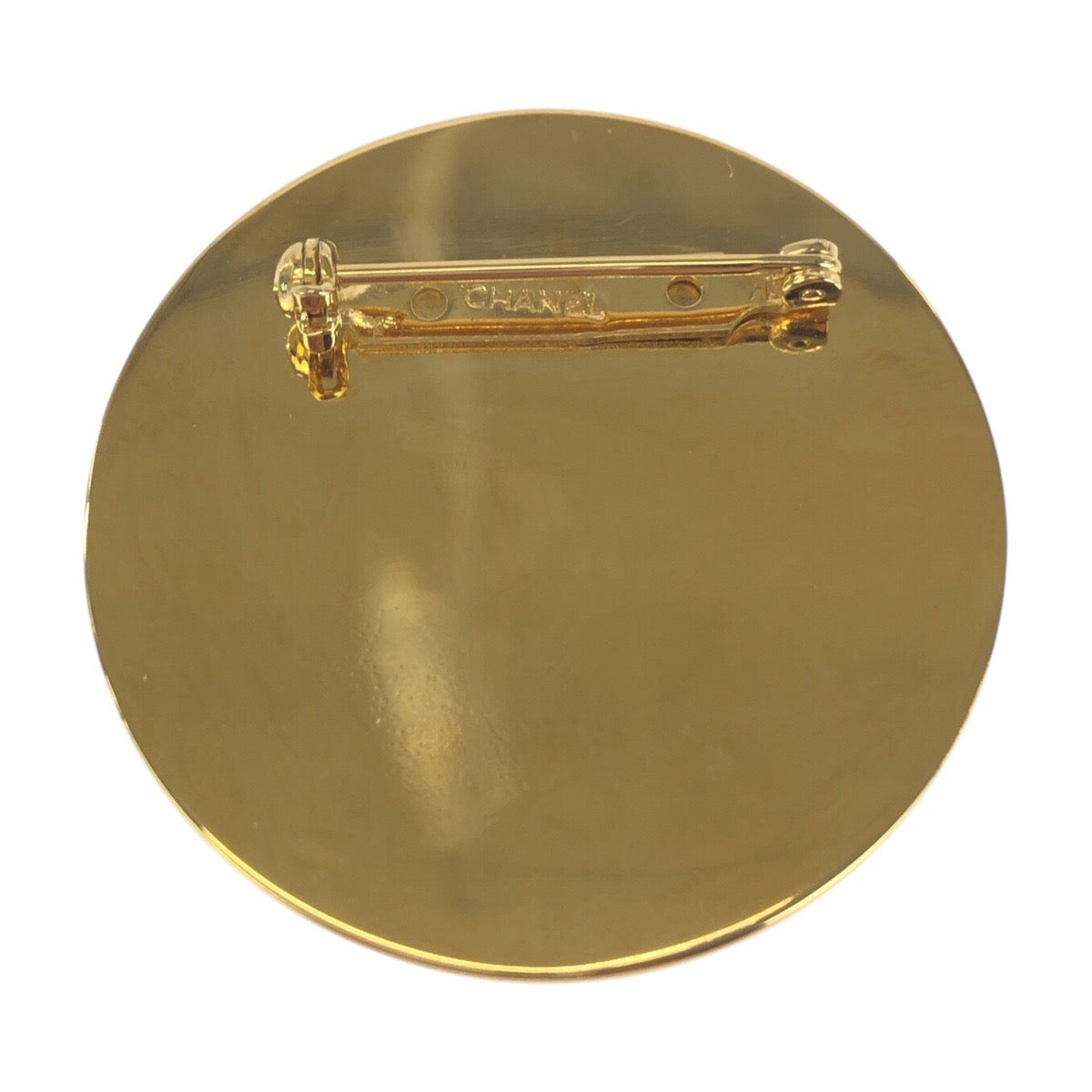 Chanel Brooch Metal Black Gold Brooch Coco Mark Women