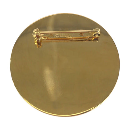 Chanel Brooch Metal Black Gold Brooch Coco Mark Women