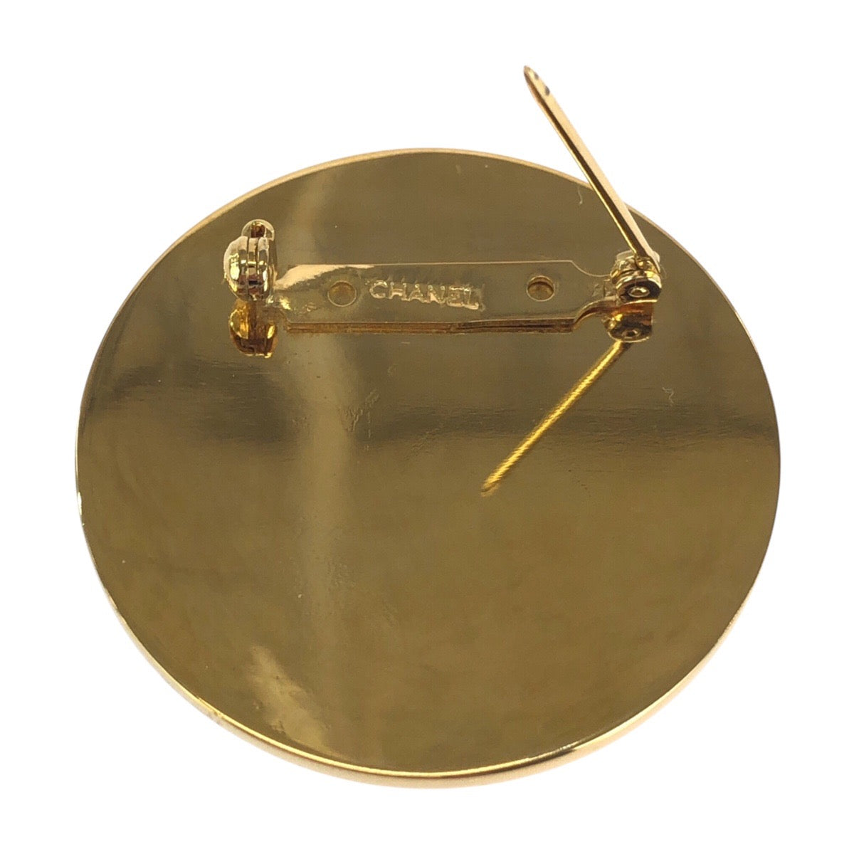 Chanel Brooch Metal Black Gold Brooch Coco Mark Women