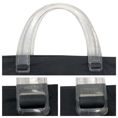 Prada Handbag Nylon Black Black Handbag Tote Bag Test Triangular Logo Women