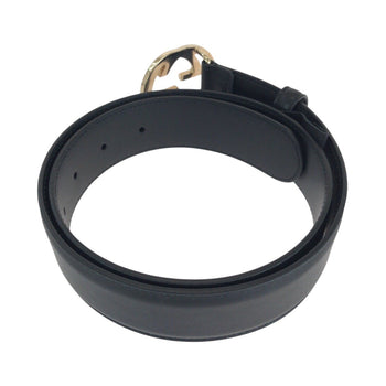 Gucci Belt 370543 Leather Black Belts Unisex Interlocking Mens 30