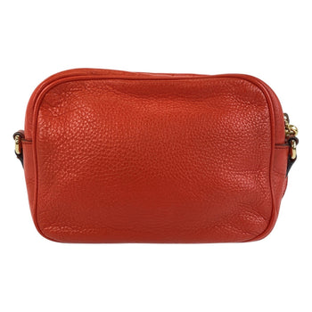 Gucci Shoulder Bag 308364 Leather Red Gold Metal Crossbody Shoulder Bag Pochette Soho Interlocking