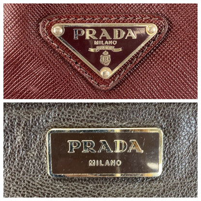 Prada Boston Duffel Bag Leather Wine Red Silvermetal Boston Duffel Bag Business Bag Safiano