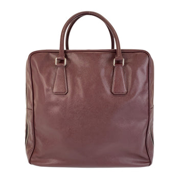 Prada Boston Duffel Bag Leather Wine Red Silvermetal Boston Duffel Bag Business Bag Safiano