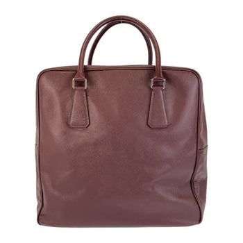Prada Boston Duffel Bag Leather Wine Red Silvermetal Boston Duffel Bag Business Bag Safiano