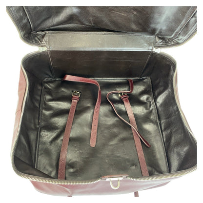 Prada Boston Duffel Bag Leather Wine Red Silvermetal Boston Duffel Bag Business Bag Safiano
