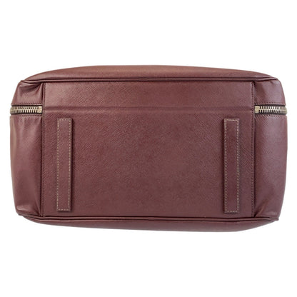 Prada Boston Duffel Bag Leather Wine Red Silvermetal Boston Duffel Bag Business Bag Safiano